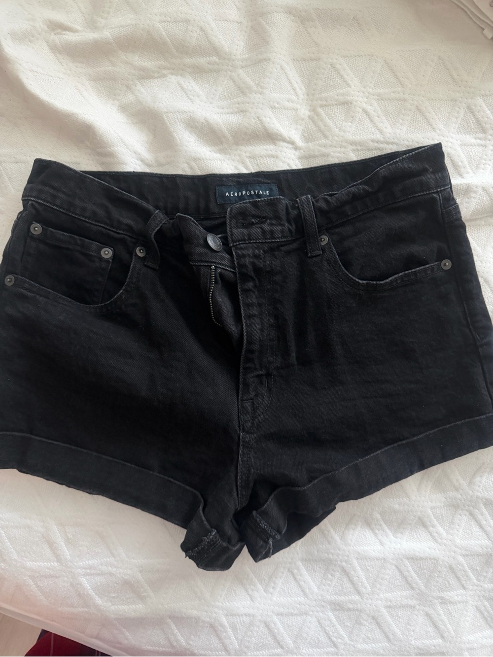 Aeropostale Black High-Rise Denim Shorts